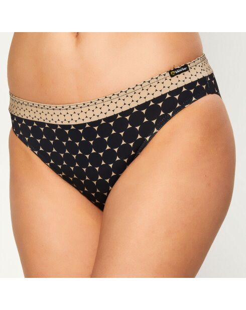 Schwarz/beige bedruckte Baby Doll-Badeanzughose