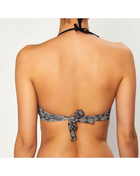 Zwart/beige bikinitop met push-up bombay-print