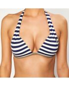 Haut de Maillot de bain Push-Up Hop à rayures bleu marine/blanc