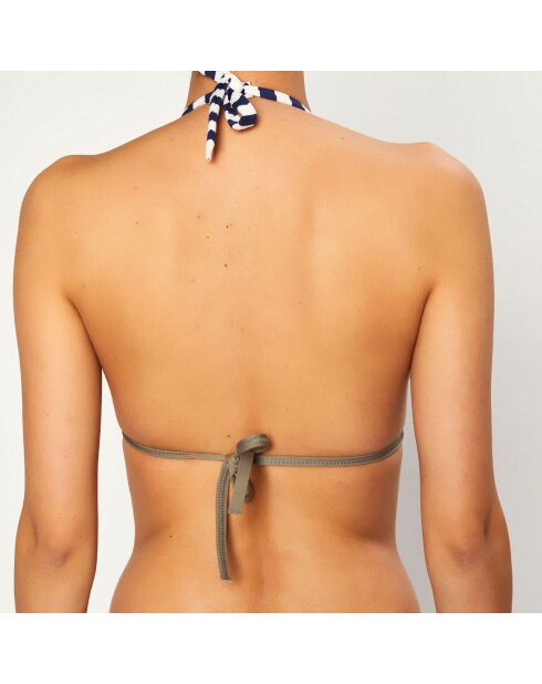 Marineblauw/wit gestreepte push-up hop bikinitop