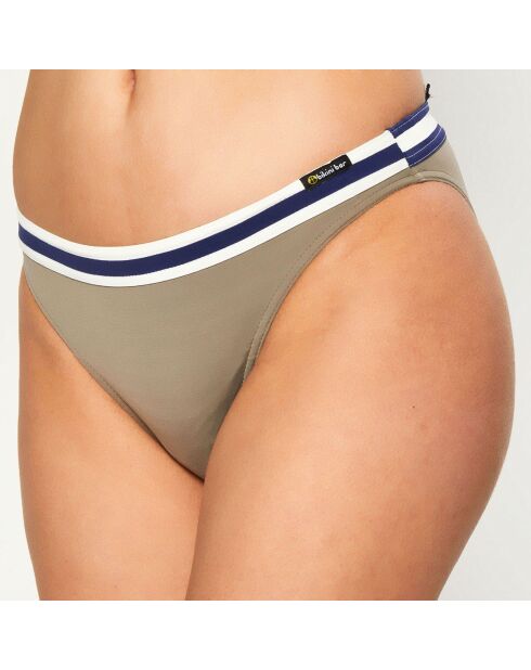 Bikinibroekje in hoptaupe/marineblauw