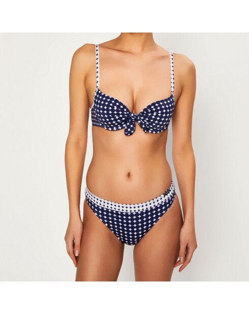 Push-Up Candy Bikinioberteil mit Aufdruck, Marineblau/Weiß