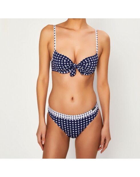 Haut de Maillot de bain Push-Up Candy imprimé bleu marine/blanc