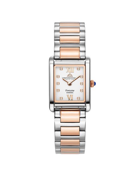Montre Femme Quartz en Acier Fontaine argenté/rose doré