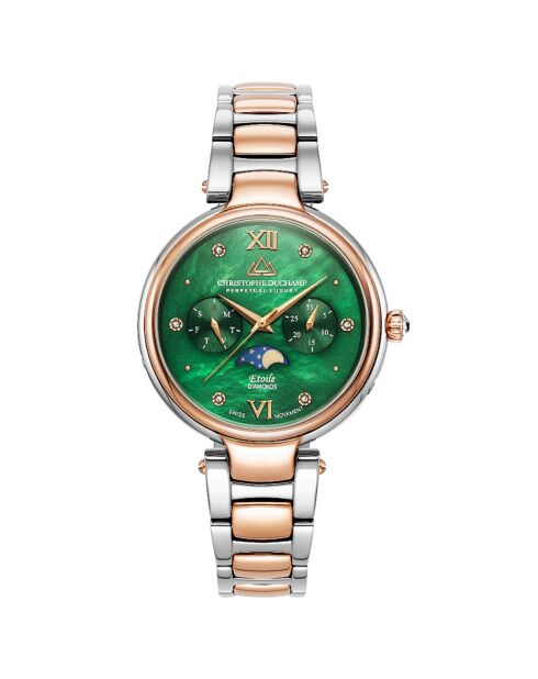 Montre Femme Quartz en Acier Etoile argenté/rose doré