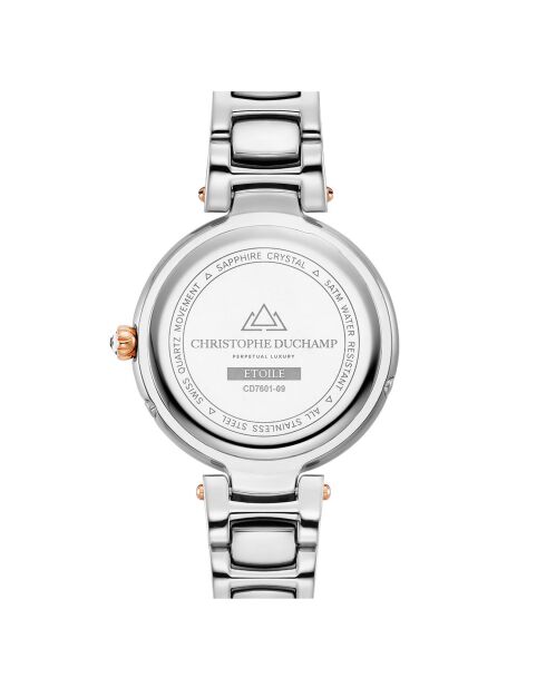Montre Femme Quartz en Acier Etoile argenté/rose doré