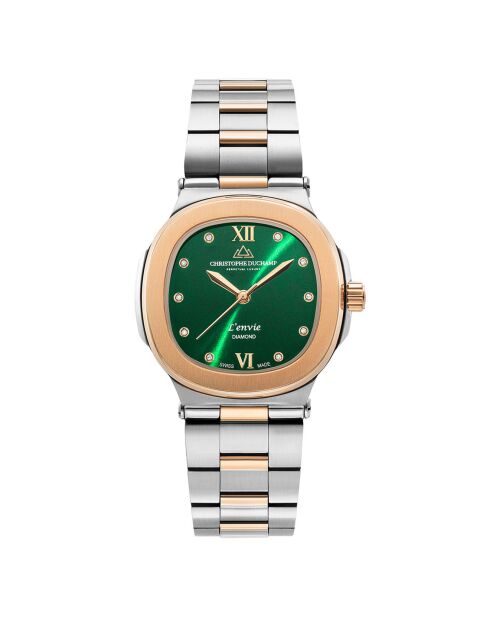 Montre Femme Quartz en Acier L'Envie argenté/rose doré
