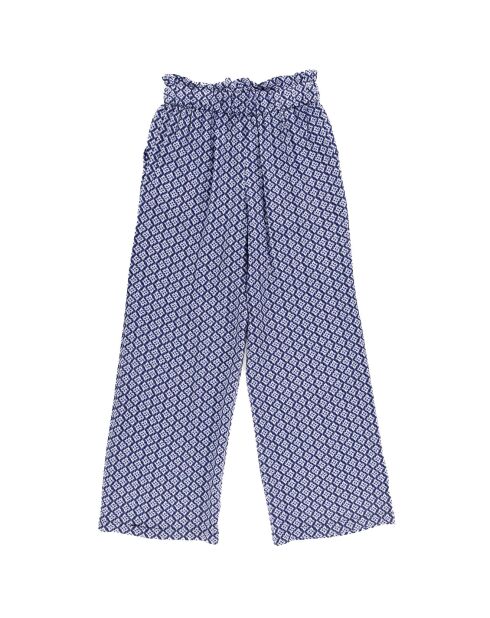 Pantalon fluide Sol imprimé bleu/blanc