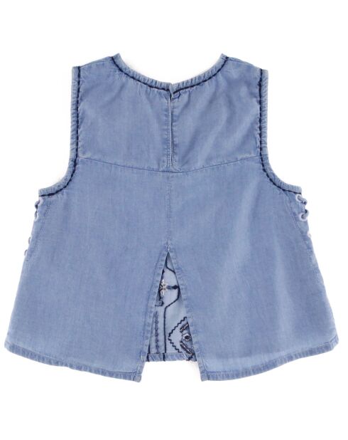 Top Lauren sans manches brodé bleu