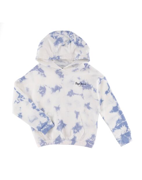 Sweat en Coton Geneva tie & dye à capuche blanc/bleu