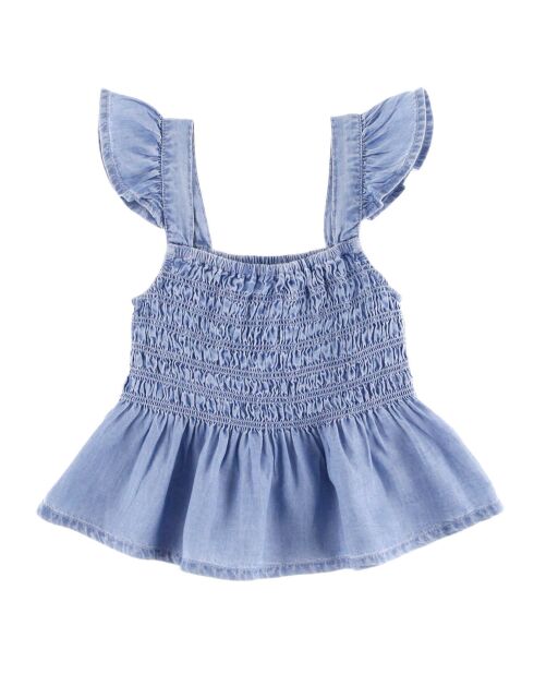 Top Larissa sans manches à volant bleu