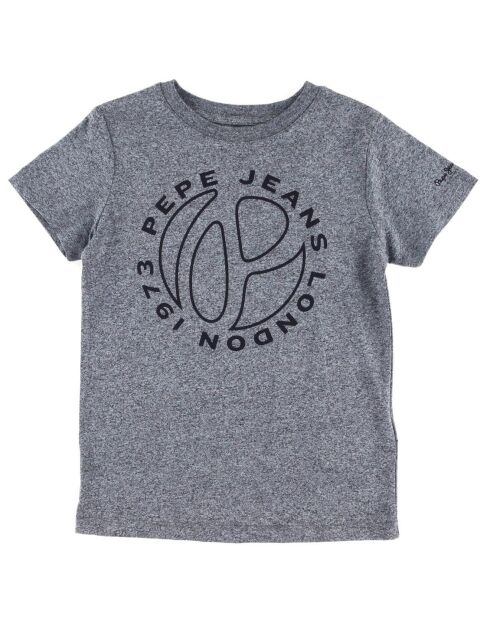 T-Shirt en Coton Carlino à logo rond chiné gris anthracite