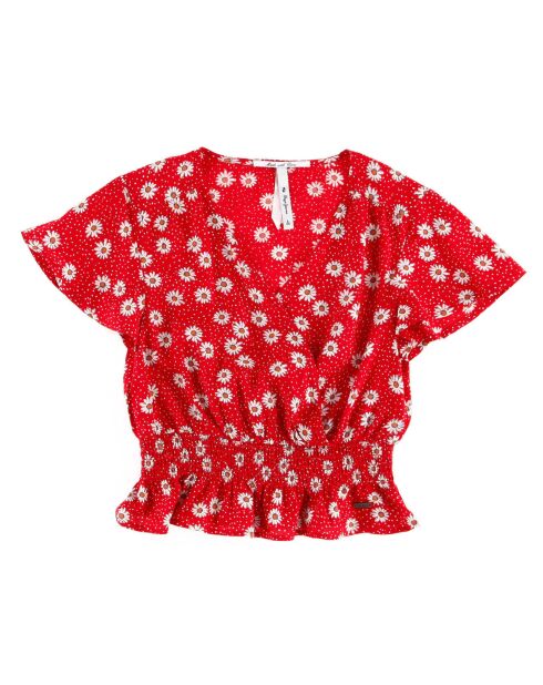 Top fluide Lacy imprimé floral rouge