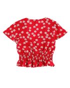 Top fluide Lacy imprimé floral rouge