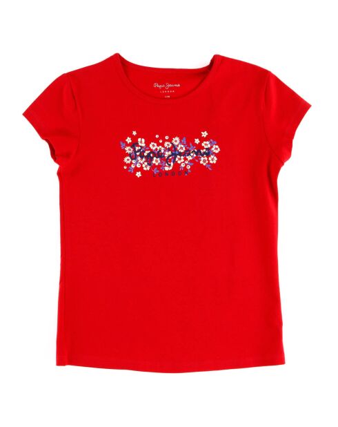 T-Shirt en Coton à Logo fleurs Hatty rouge
