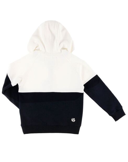 Sweat en Coton Edric à capuche bicolore noir/blanc