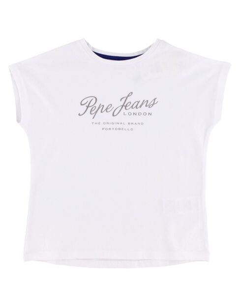 T-Shirt en Coton Ivina à logo argenté blanc