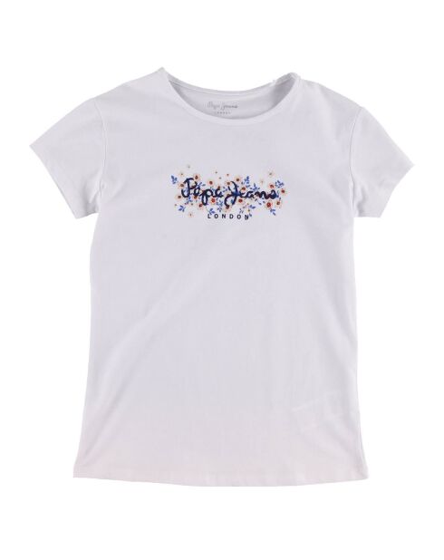 T-Shirt en Coton à Logo fleurs Hatty blanc