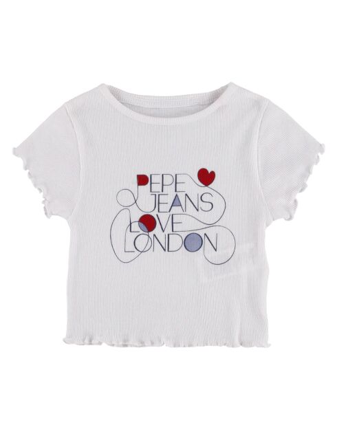 T-Shirt en Coton côtelé Irun à logo écru