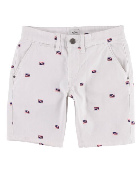 Mini-Shorts aus Baumwollsegeltuch mit weißer Flagge