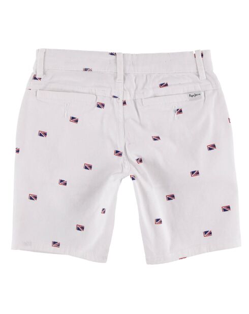 Mini-Shorts aus Baumwollsegeltuch mit weißer Flagge