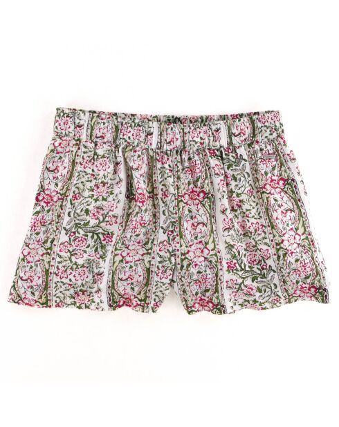 Flowy-Shorts Mandie mit grün/rosafarbenem Blumendruck