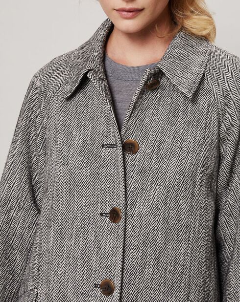 Manteau Fabrizia Chevrons noir/blanc