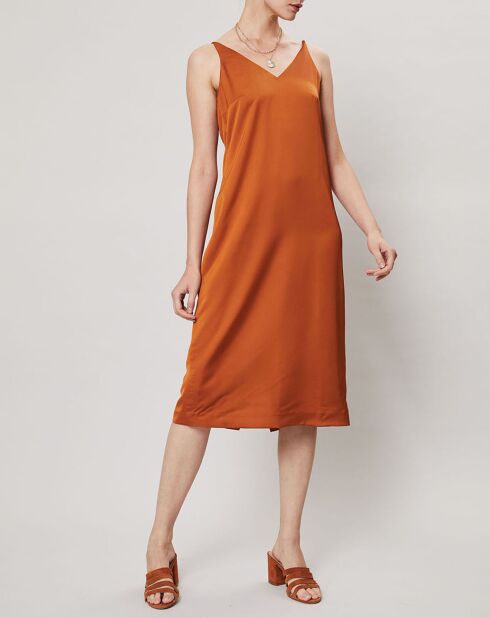 Robe satinée Lily Slip ocre