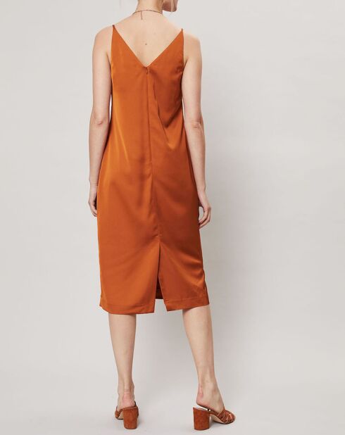 Robe satinée Lily Slip ocre