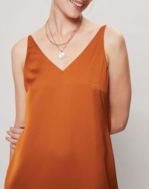 Robe satinée Lily Slip ocre
