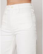 Jean Patch Wide Leg Crop blanc