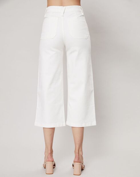 Jean Patch Wide Leg Crop blanc