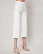 Jean Patch Wide Leg Crop blanc