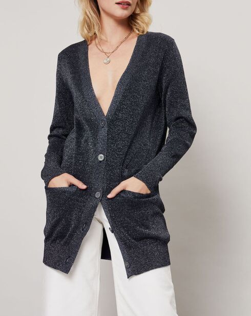 Cardigan Lurex bleu marine