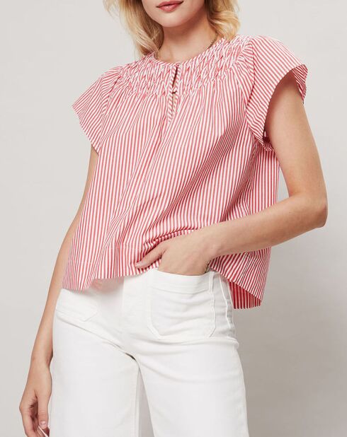 Top Smocks à rayures rouge/blanc