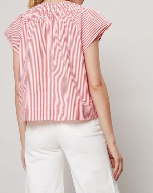 Top Smocks à rayures rouge/blanc