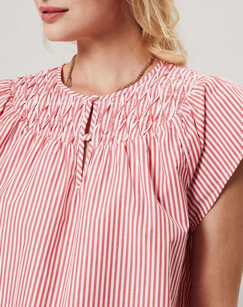 Top Smocks à rayures rouge/blanc