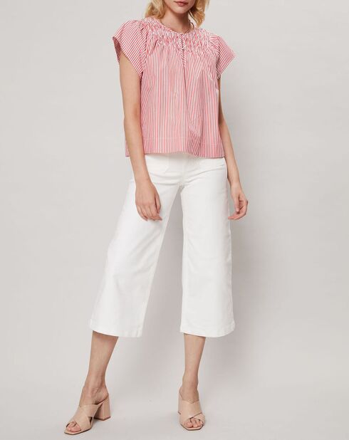 Top Smocks à rayures rouge/blanc