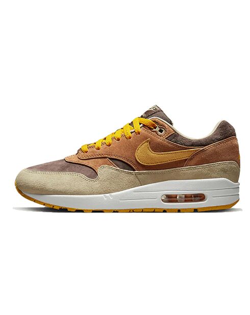 Air Max 1 PRM bruine fluwelen leren sneakers