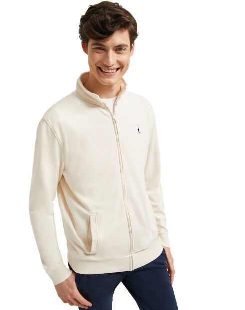 Sweat zippé écru