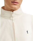 Sudadera color crudo con cremallera