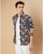 Chemise en Coton & Lin Regular Paul marine