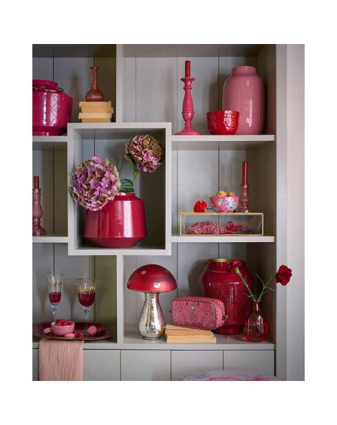 Lanterne émaillée rose - 21x10.5 cm