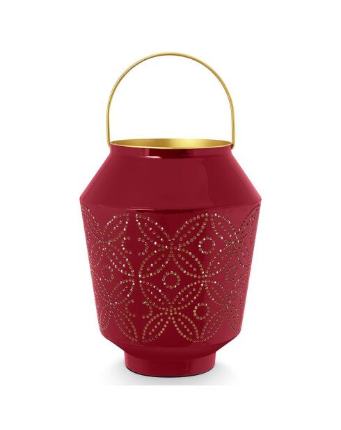 Lanterne émaillée rose - 24x12 cm