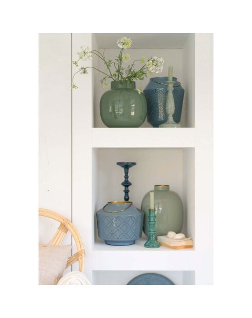 Lanterne émaillée bleue - 21x10.5 cm