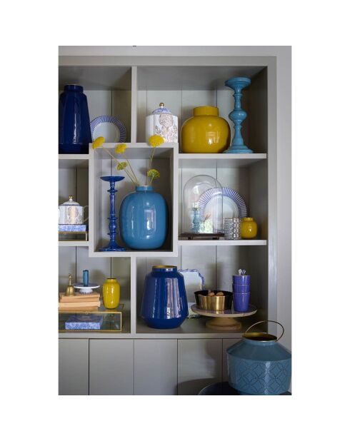 Lanterne émaillée bleue - 21x10.5 cm