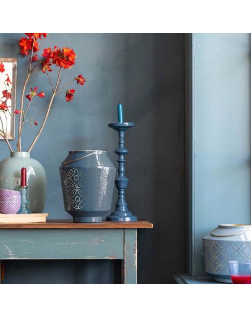 Lanterne émaillée bleue - 24x12 cm