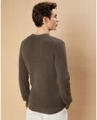 Pull en Coton & Cachemire Rib Crew olive