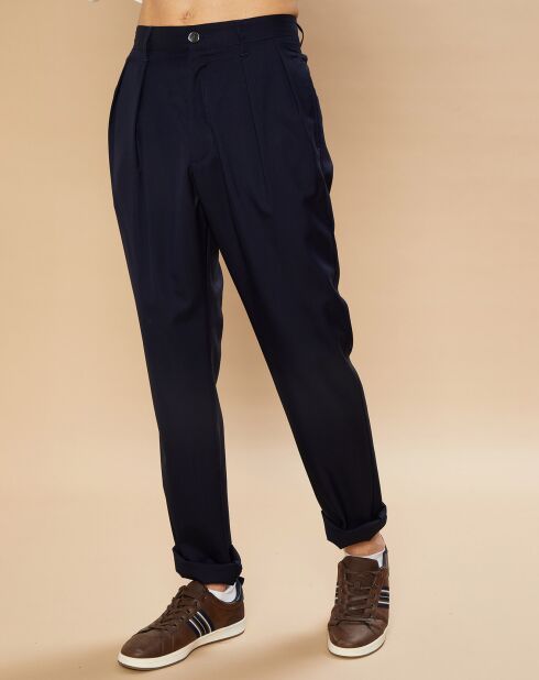 Pantalon 100% Laine Tom marine