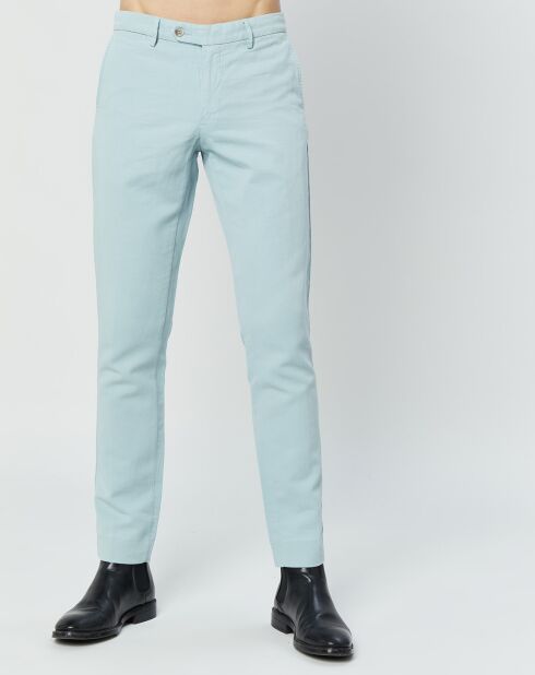Pantalon en Lin mélangé Chino Slim Fit céladon